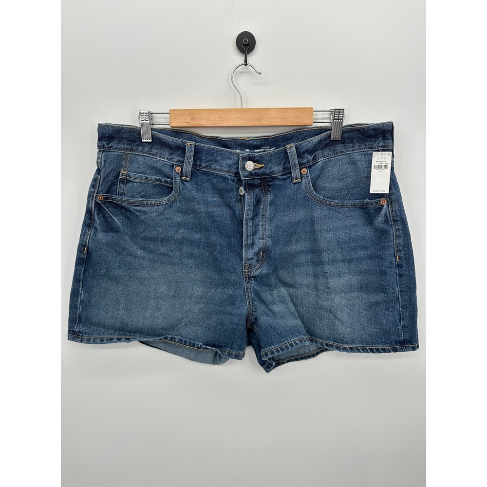 Old Navy High-Rise Slouchy Straight Denim Shorts Medium Wash Blue Size 14